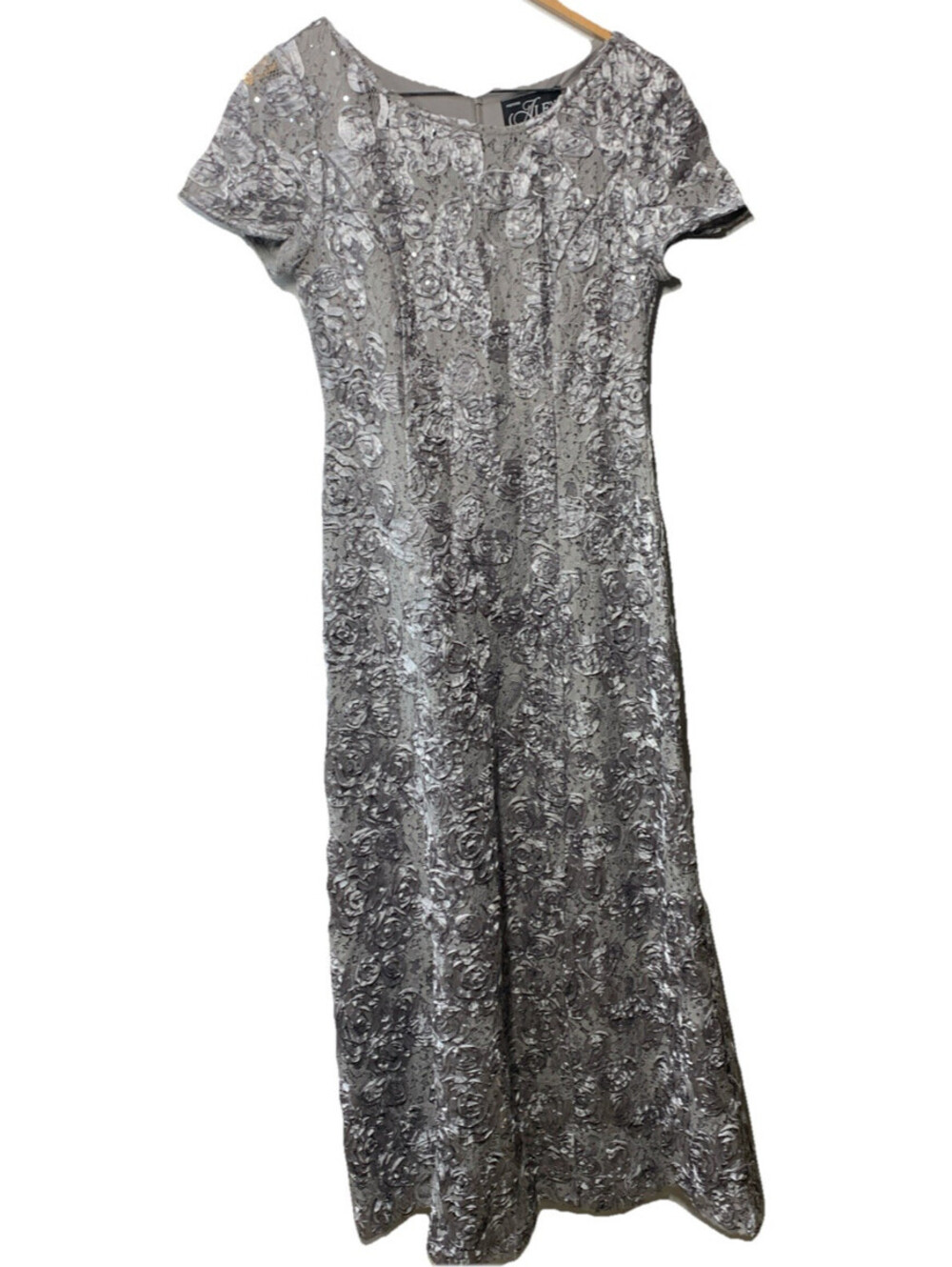 Alex Evenings Women's Rosette Dress Short Sleeves Elegant Formal Party Size 10P